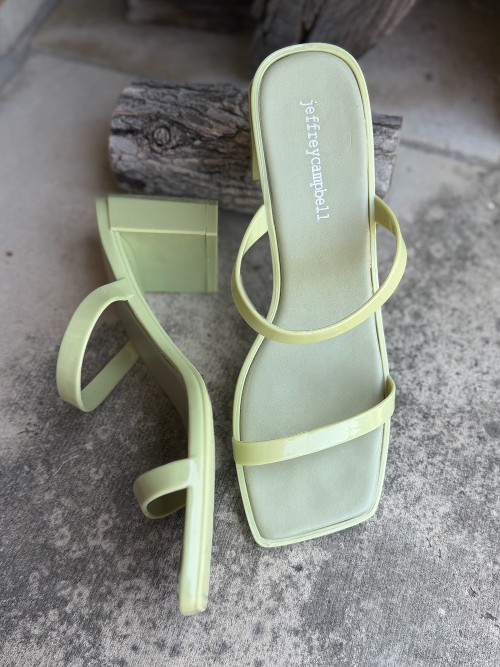 Jeffrey Campbell Jelly Double-Strap Square Toe Block Heel Sandals Sz-8.   F